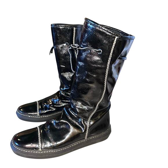 Luc Berjen Malaspina 39EU 7.5-8US Moto Biker Slouch Grunge Accent Tie Calf Boot - Picture 4 of 9